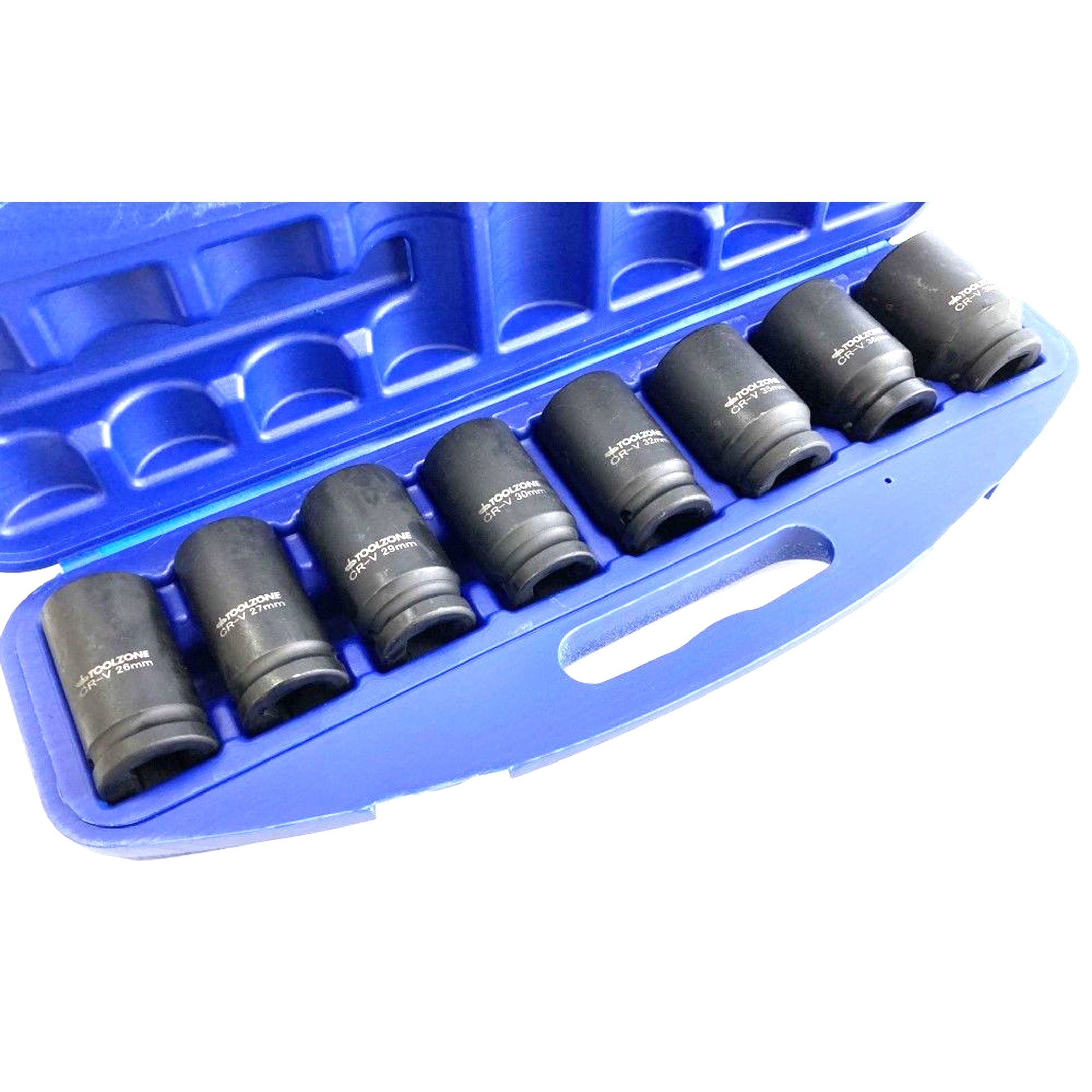 IMPACT SOCKET SET 3/4 DRIVE DEEP 8 PIECES 26-38mm - TOOLZONE KDPSS130