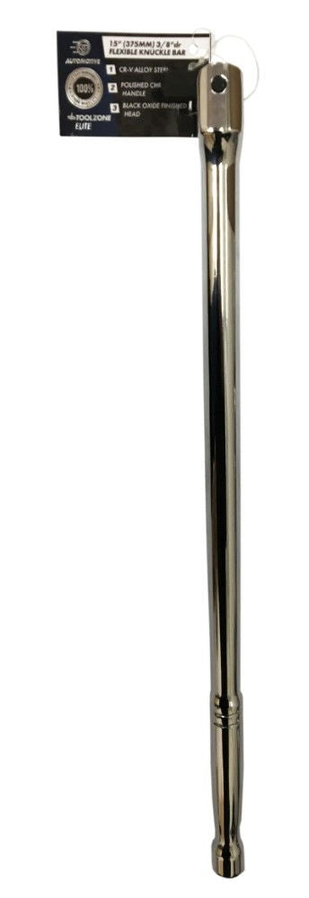 KNUCKLE BAR 3/8 DRIVE 15 CV POLISHED FLEXIBLE HEAD - TOOLZONE KDPSS149