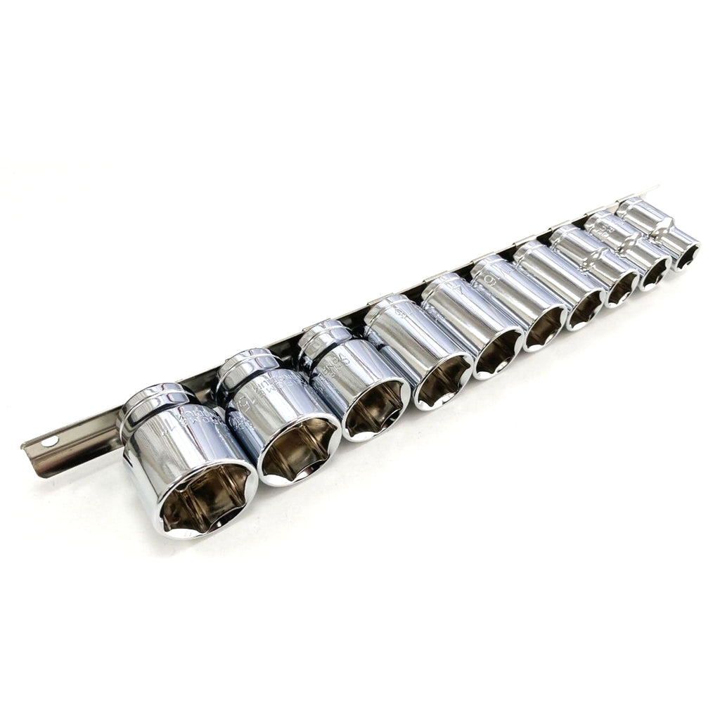 SOCKET SET SHALLOW 1/2 DRIVE AF 10 PIECES CRV POLISHED - TOOLZONE KDPSS208