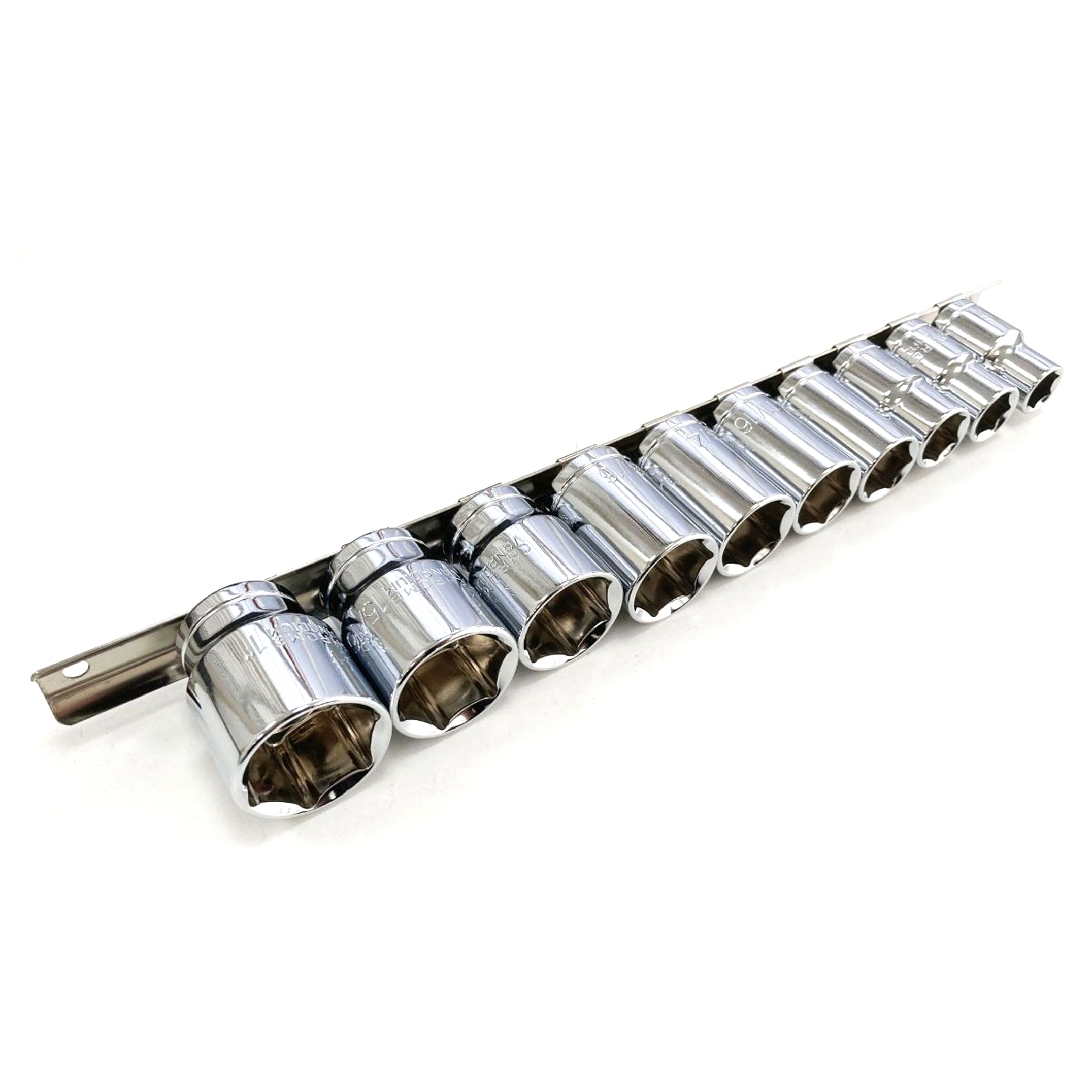 SOCKET SET SHALLOW 1/2 DRIVE AF 10 PIECES CRV POLISHED - TOOLZONE KDPSS208