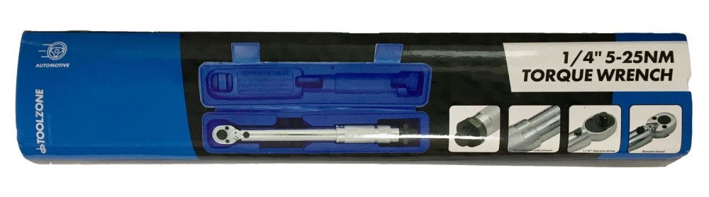 TORQUE WRENCH 1/4 DRIVE 5-25nm 280mm RATCHET HEAD - TOOLZONE KDPSS217