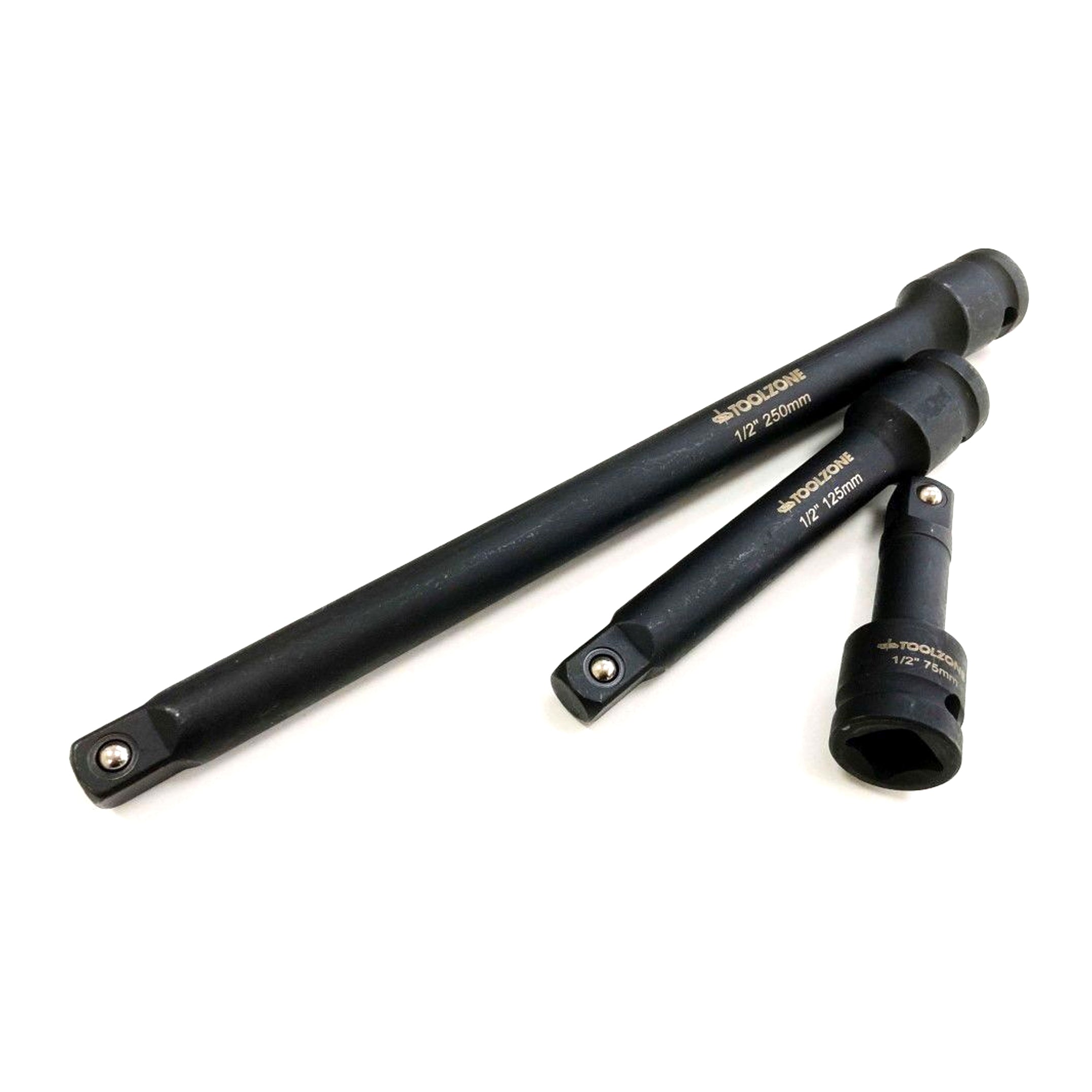 IMPACT EXTENSION BAR SET 1/2 DRIVE 3 PIECES 75mm 125mm 250mm CRV - TOOLZONE KDPSS236