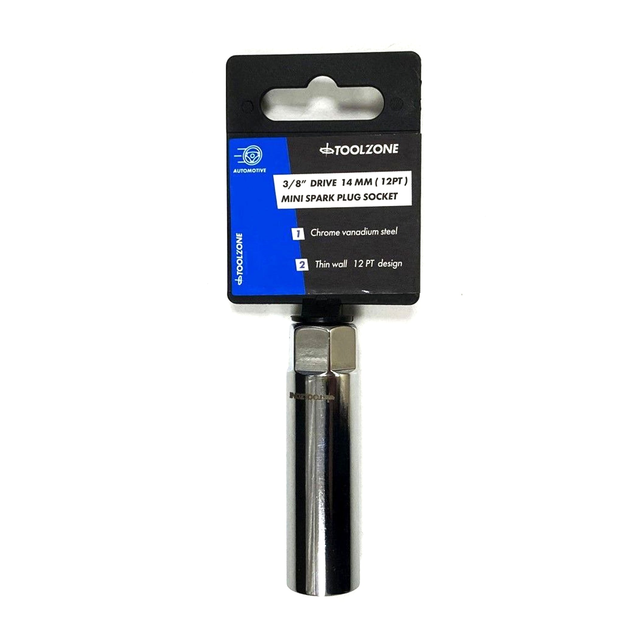 SPARK PLUG SOCKET 3/8 DRIVE 14mm THIN WALL 12 POINT CRV - TOOLZONE KDPSS237