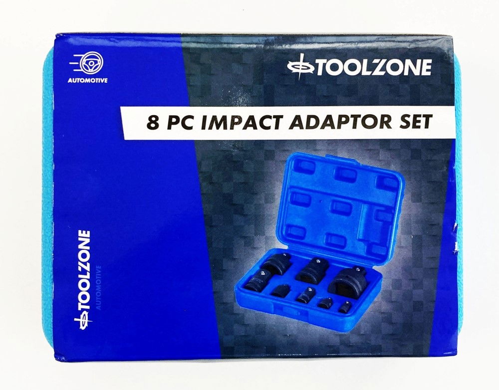 IMPACT ADAPTOR SET 8 PIECES 1/4 TO 1 DRIVE IN BLOW MOLD CASE - TOOLZONE KDPSS243