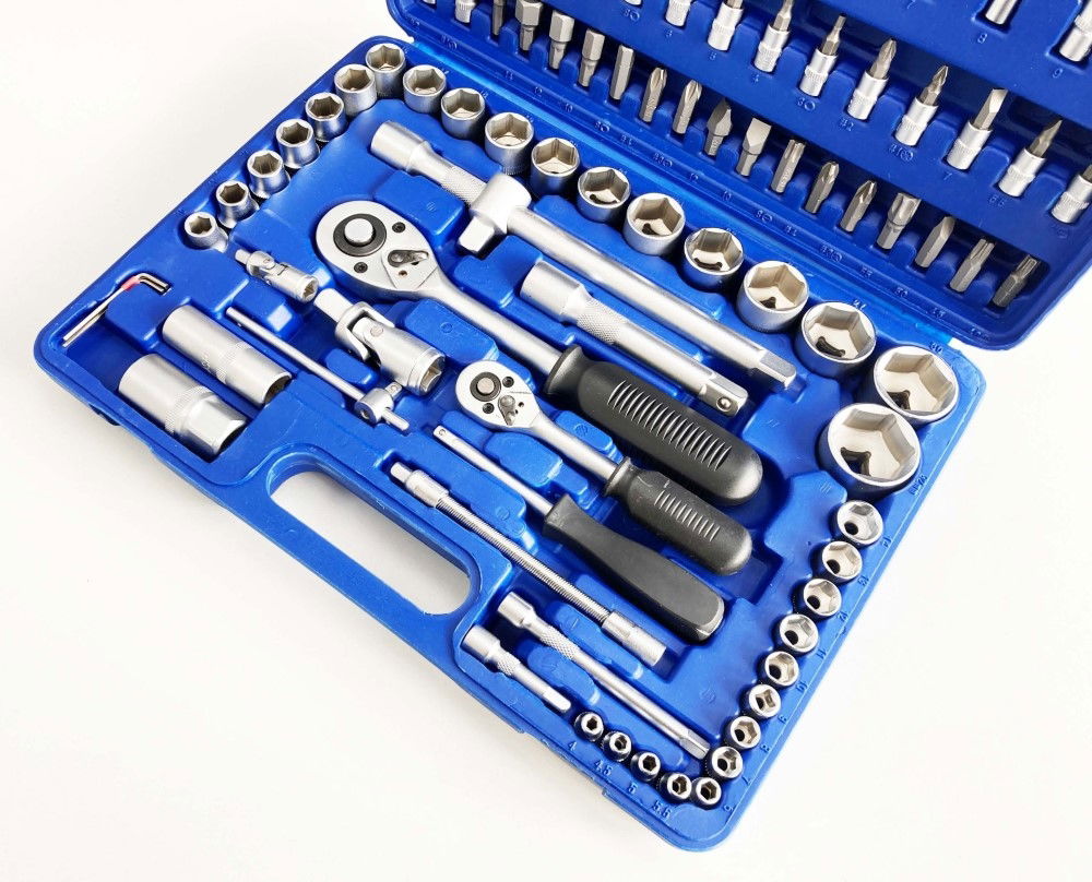 SOCKET SET 94 PIECES CARBON STEEL 1/2 AND 1/4 DRIVE SATIN FINISH IN CASE - TOOLZONE KDPSS247