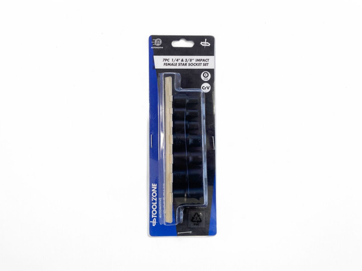IMPACT E SOCKET SET 7 PIECES 1/4 AND 3/8 DRIVE CHROME VANADIUM - TOOLZONE KDPSS264