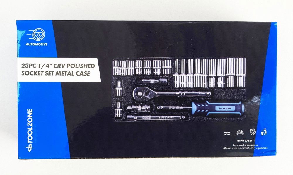 SOCKET SET 24 PIECES 1/4 DRIVE CRV POLISHED 4mm-13mm - TOOLZONE KDPSS300