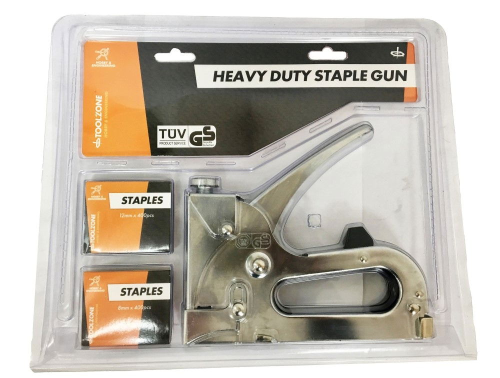 HEAVY DUTY STAPLE GUN WITH 800 STAPLES 6mm-14mm - TOOLZONE KDPST003