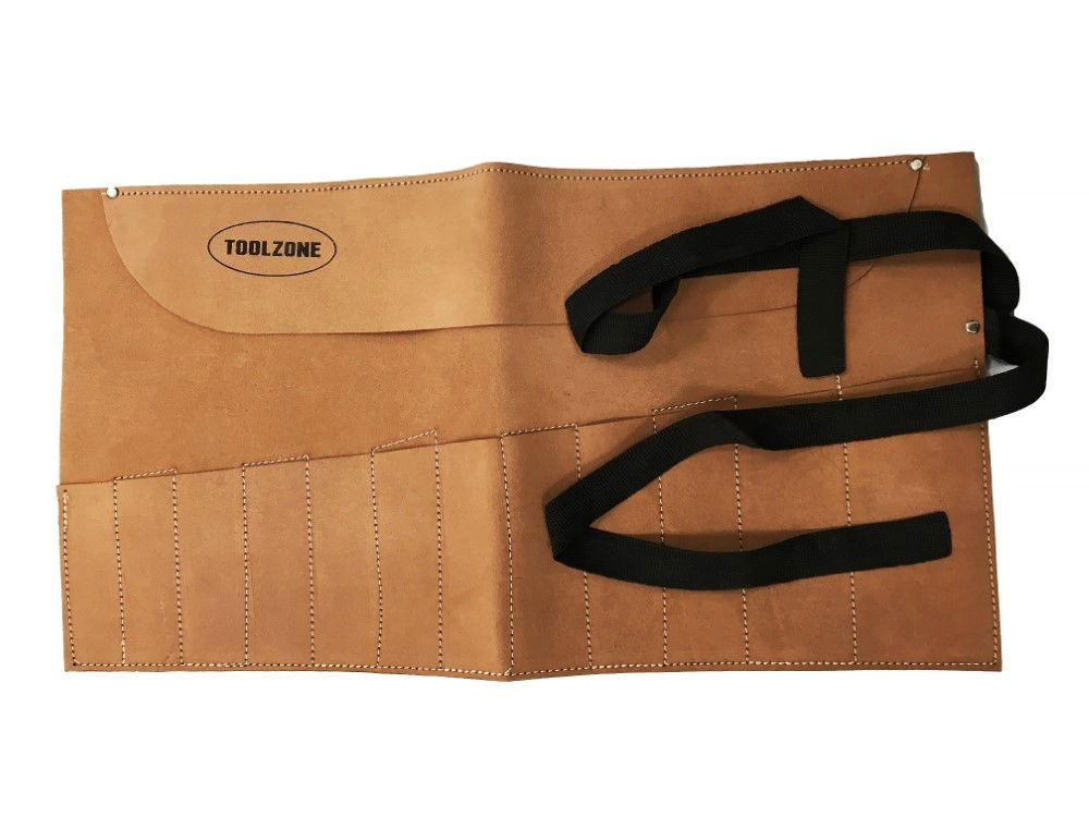 TOOL ROLL 12 POCKET SUEDE LEATHER 525x285mm - TOOLZONE KDPTB031
