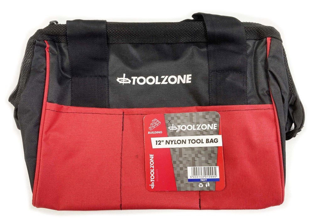 TOOLBAG WIDE OPENING 12 HEAVY DUTY NYLON WITH WIRE FRAME - TOOLZONE KDPTB077