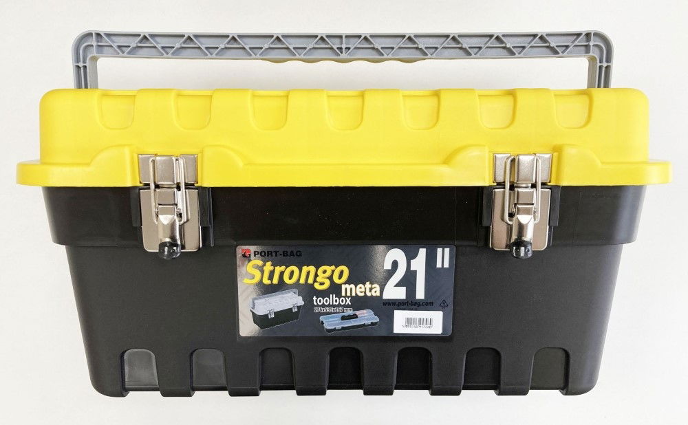 TOOLBOX STRONGO 21 HEAVY DUTY WITH METAL CLASPS AND CARRY TRAY - TOOLZONE KDPTB087