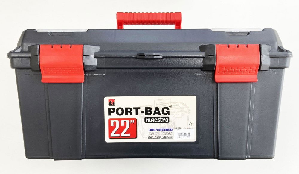 TOOLBOX MAESTRO 22 WITH ORGANISER LIDS AND CARRY TRAY - TOOLZONE KDPTB096