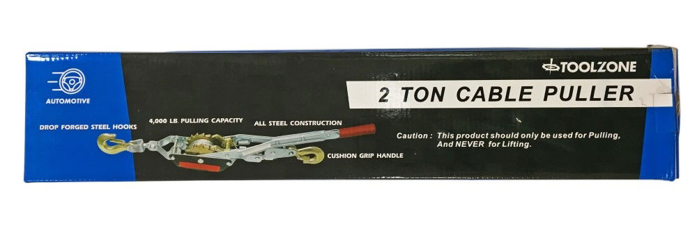 CABLE PULLER 2 TON 4000lb 4.5mm CABLE 3m LENGTH - TOOLZONE KDPTD025