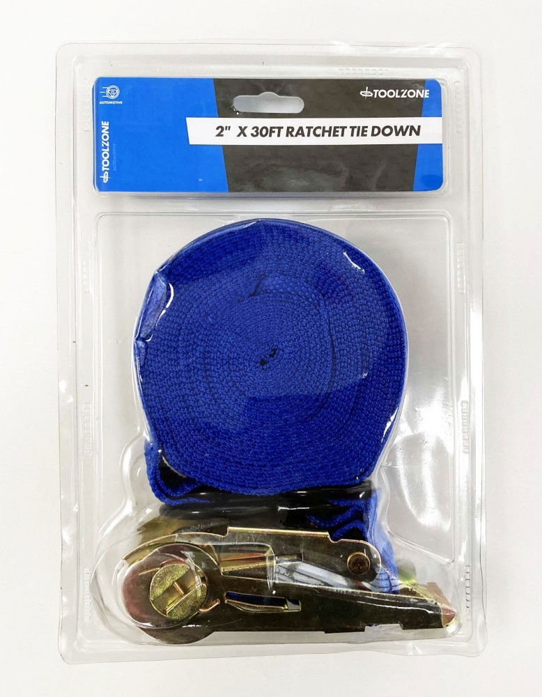RATCHET TIE DOWN 2 x 30ft 1500lb CAPACITY - TOOLZONE KDPTD033