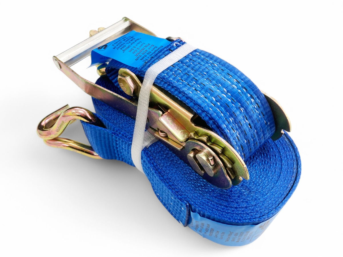 HEAVY DUTY RATCHET TIE DOWN 50mm x 10m 2500daN STRAIGHT 5000kg ROUND GS APPROVED - TOOLZONE KDPTD037