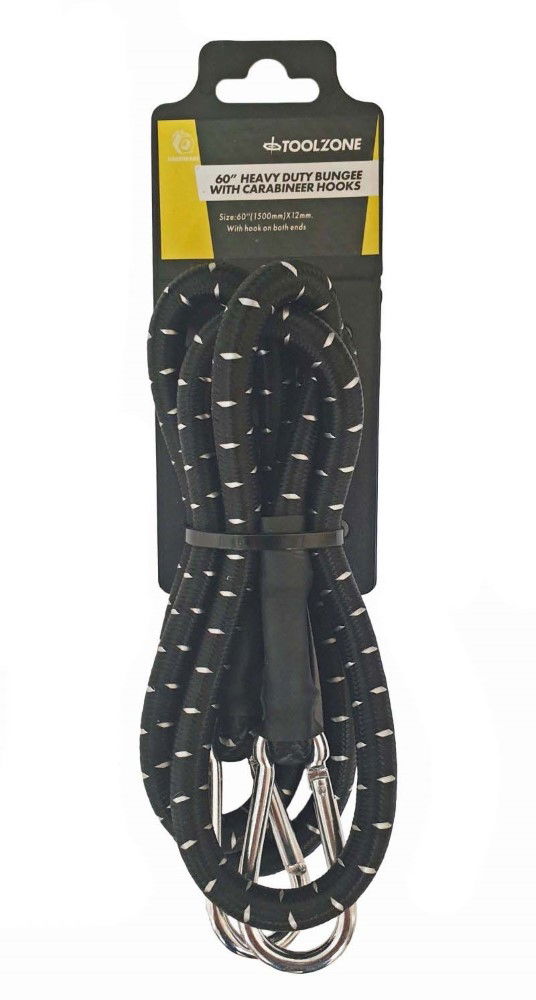 HEAVY DUTY BUNGEE 60 12mm WITH CARABINER CLIPS - TOOLZONE KDPTD045