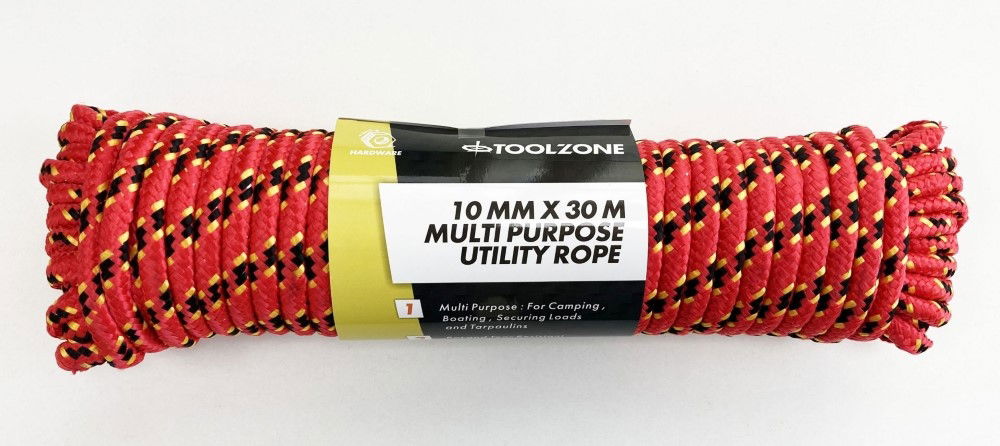 MULTIPURPOSE UTILITY ROPE 10mm x 30m 70kg CAPACITY - TOOLZONE KDPTD051