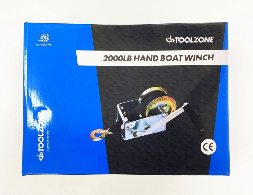 STRAP BOAT WINCH 2000lb 2 x 8m WEBBING TWO SPEED - TOOLZONE KDPTD065