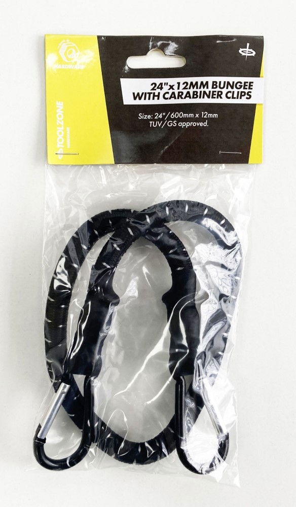 HEAVY DUTY BUNGEE 24 12mm WITH CARABINER CLIPS - TOOLZONE KDPTD066