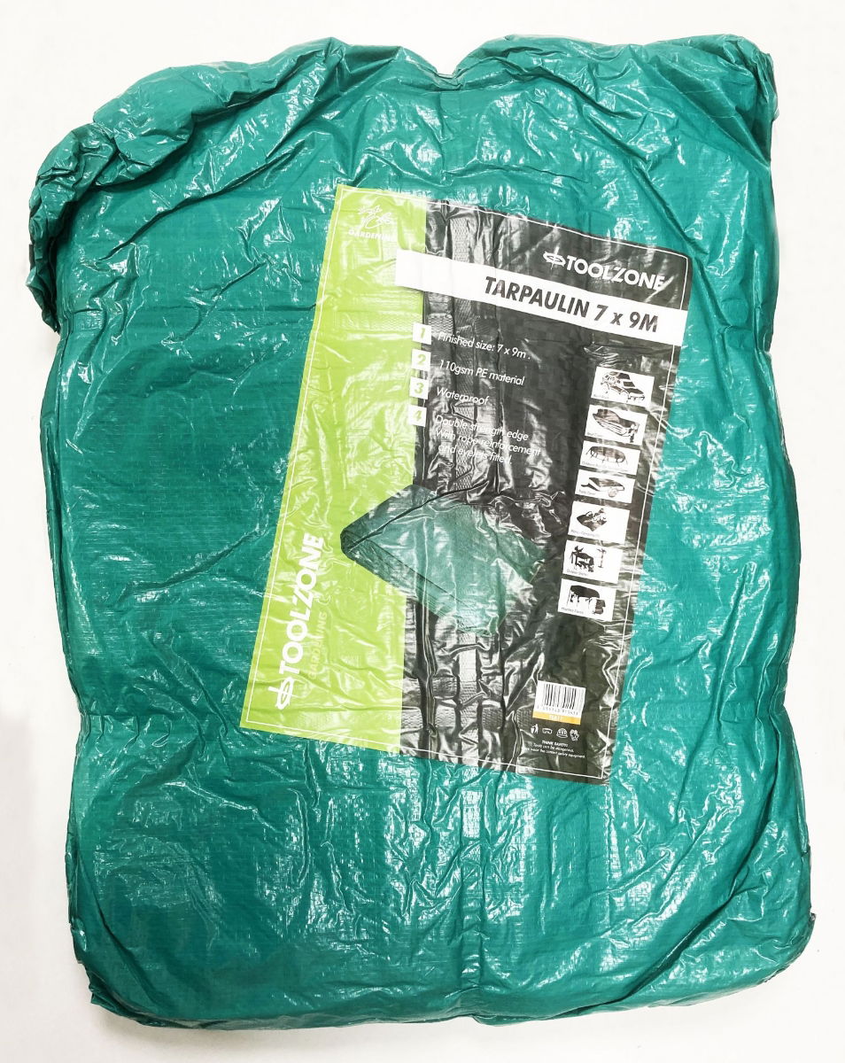 TARPAULIN 7m x 9m POLYETHYLENE WITH EYELETS - TOOLZONE KDPTL011