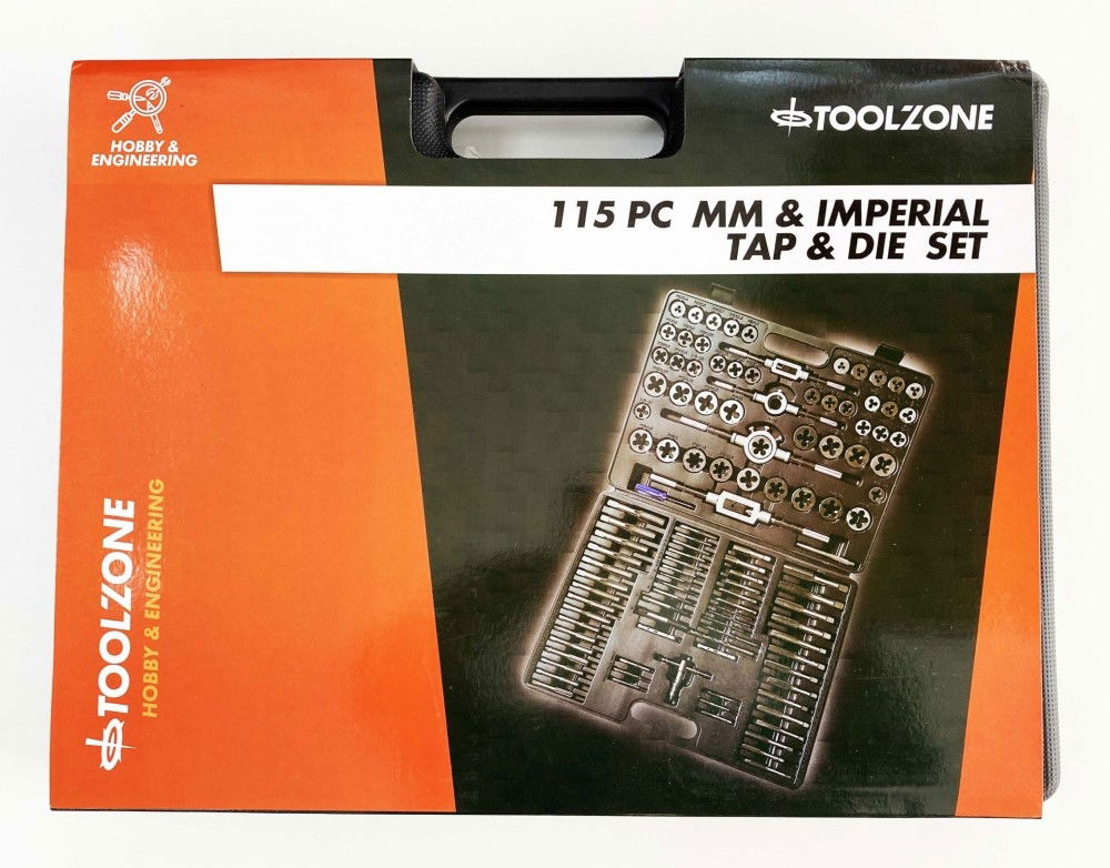 TAP AND DIE SET IMPERIAL 115 PIECE WITH HOLDERS AND WRENCHES - TOOLZONE KDPTP095