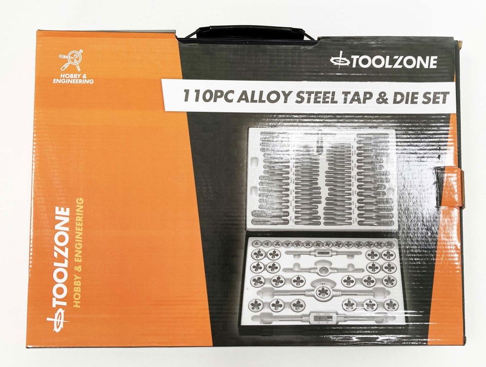 TAP AND DIE SET 110 PIECE ALLOY STEEL WITH WRENCHES - TOOLZONE KDPTP096