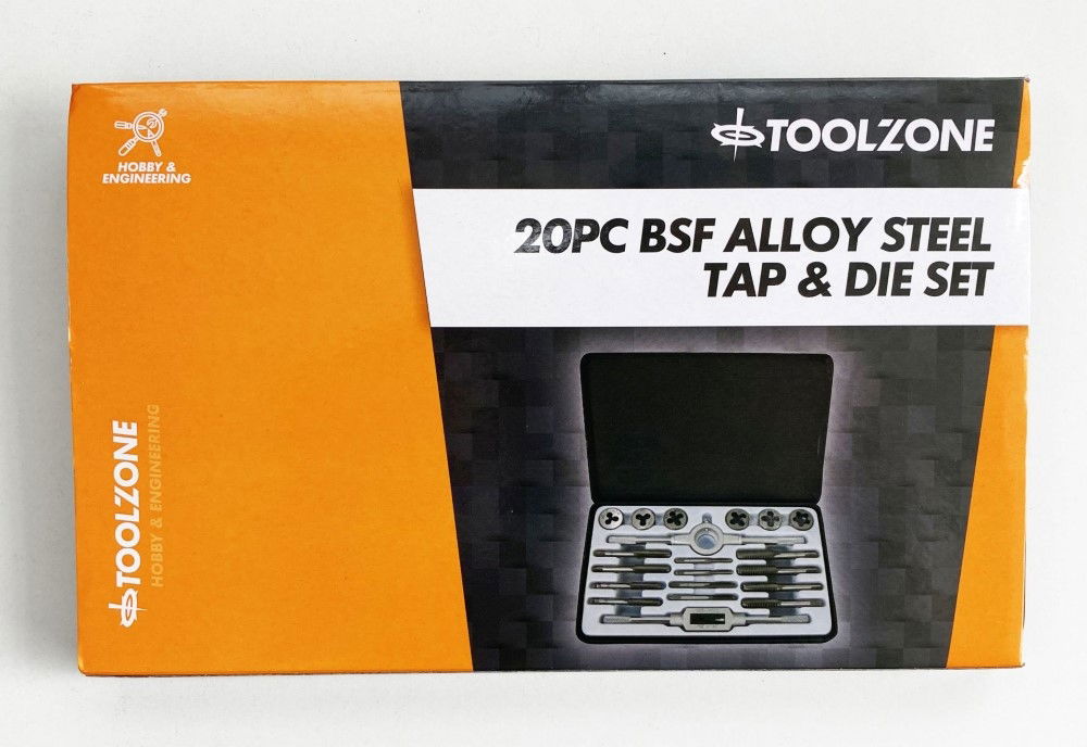 TAP AND DIE SET BSF 20 PIECE 3/16-1/2 TUNGSTEN ALLOY STEEL - TOOLZONE KDPTP098