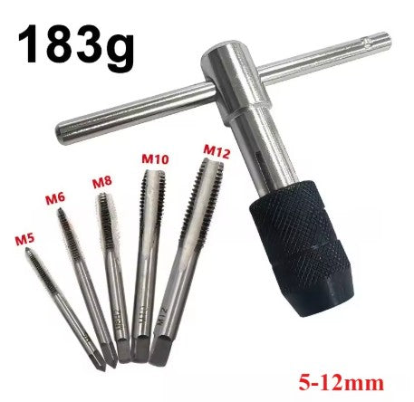 TAP WRENCH SET 6 PIECE WITH METRIC TAPS M5-M12 ALLOY STEEL