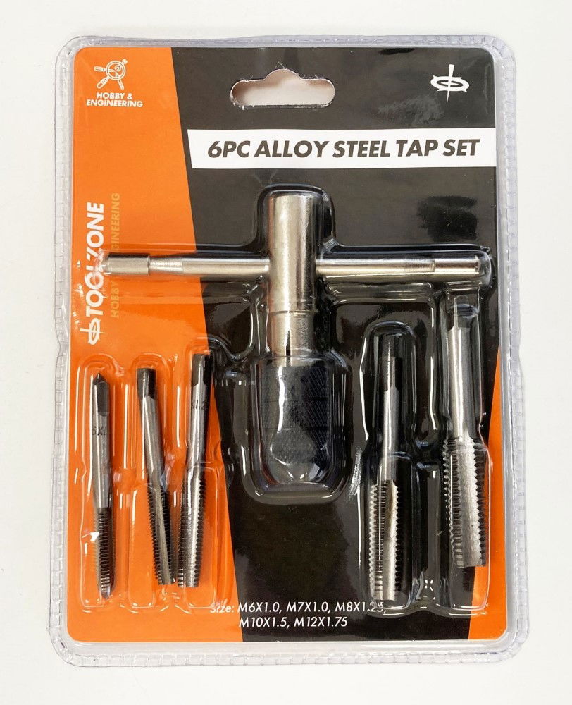 TAP WRENCH SET 6 PIECE WITH METRIC TAPS M6-M12 ALLOY STEEL - TOOLZONE KDPTP108