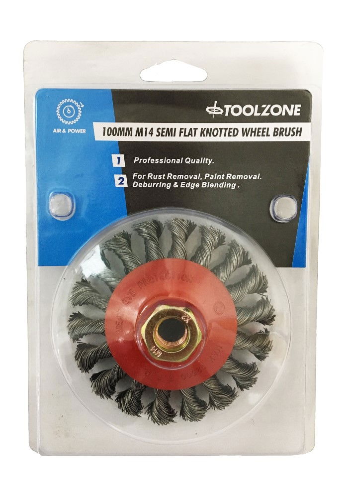 SEMI FLAT WIRE WHEEL PROFESSIONAL M14 100mm - TOOLZONE KDPWB006