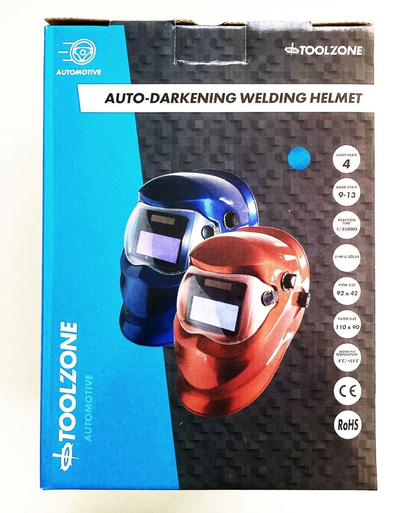 AUTO DARKENING WELDERS HELMET BLUE VARIABLE CONTROL - TOOLZONE KDPWH010B