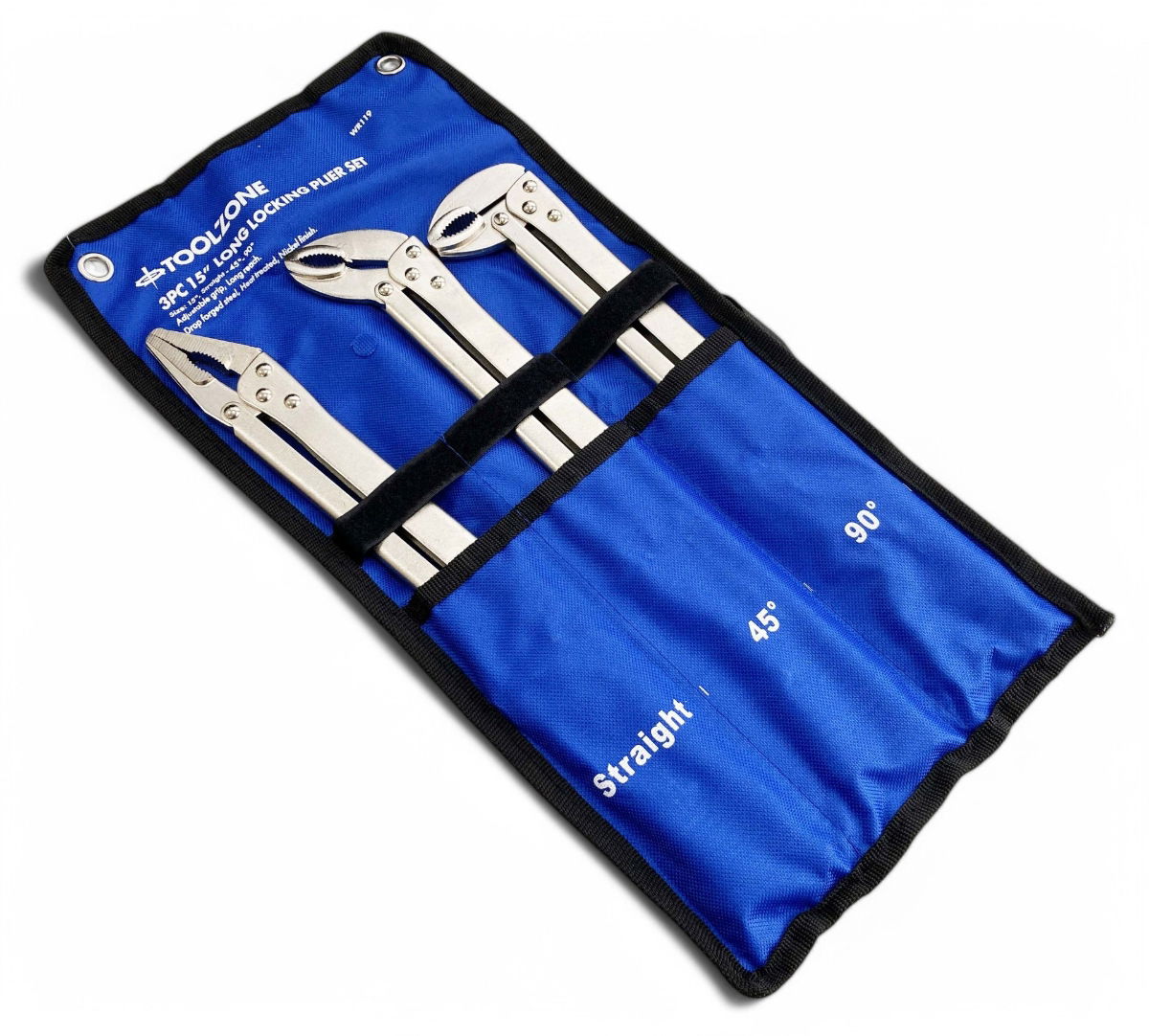 LOCKING PLIER SET 3 PIECE 15 STRAIGHT 45 DEGREE 90 DEGREE - TOOLZONE KDPWR119