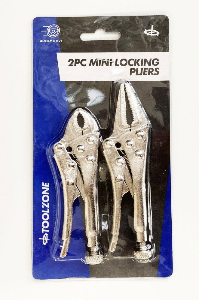 LOCKING PLIERS MINI 2 PIECE LONG NOSE CURVED JAW - TOOLZONE KDPWR129