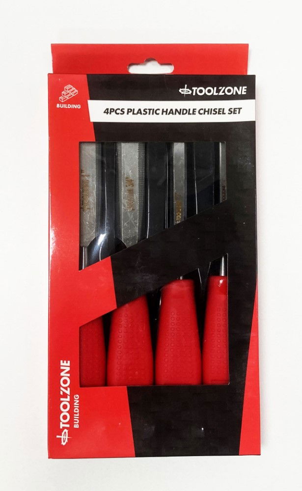 CHISEL SET PLASTIC HANDLE 4PC 1/4, 1/2, 3/4, 1 - TOOLZONE KDPWW040
