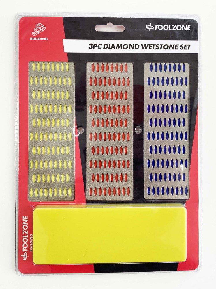 WHETSTONE DIAMOND 3PC 6 x 2 180 280 400 GRIT WITH HOLDER - TOOLZONE KDPWW069