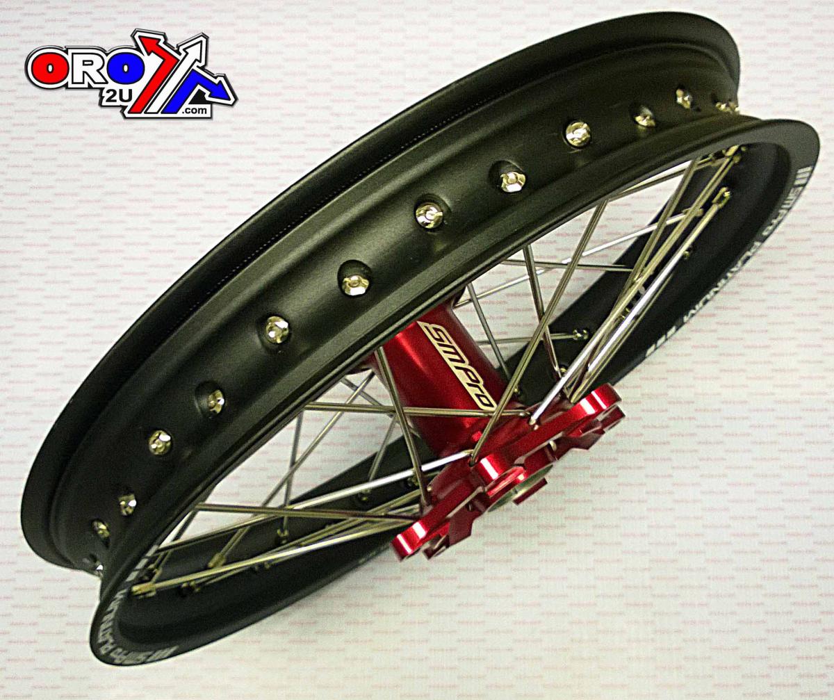 18x2.15 WHEEL HON BLACK/RED, MX-9131 RIM BLK, HUB RED, SP04703845199 MATT RIM