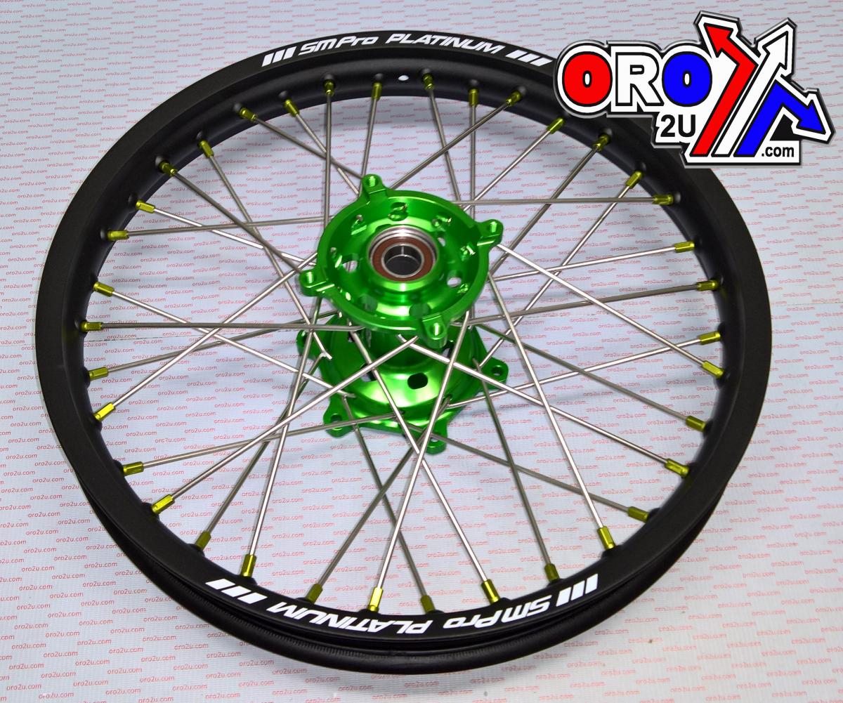 19x2.15 WHEEL KX/KXF BK/GN/GN, MX-2020 BLACK RIM, GREEN HUB, SP05305815105 GREEN NIPPLES