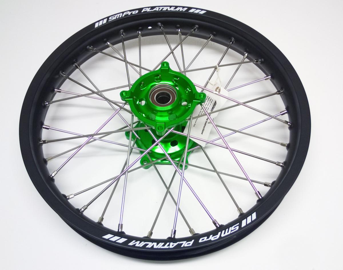 19x2.15 WHEEL KAW BK/GRN RACE, MATT RIM, MX-2022 BLACK MATT RIM / GREEN HUB, SP053.05.81.51.99