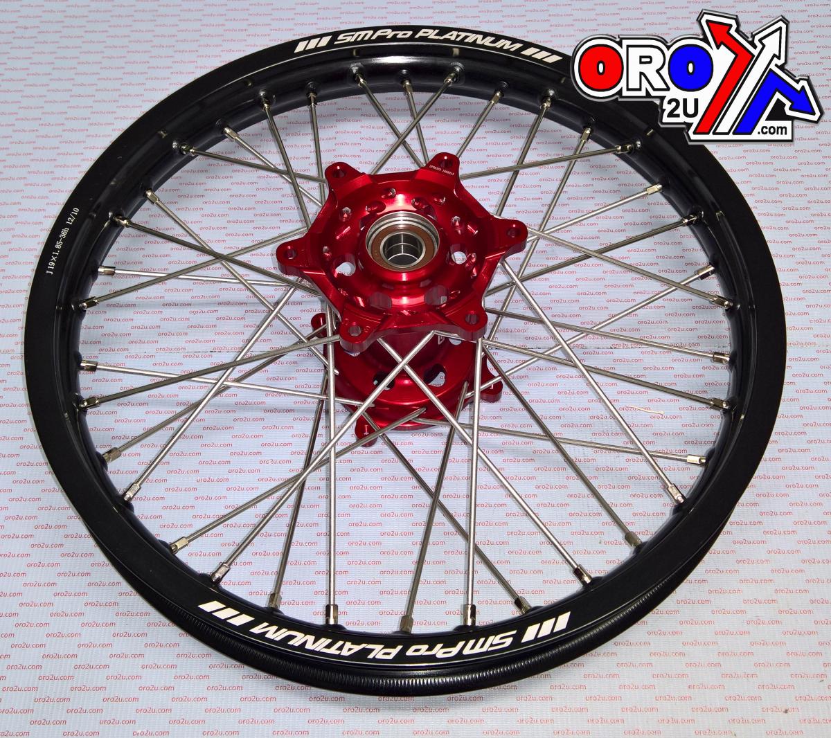 19x1.85 WHEEL RMZ 07-23 PLATINUM, MX-3011 GLOSS BLACK RIM, GLOSS RED HUB, SP063.03.82.01.99 GLOSS RIM
