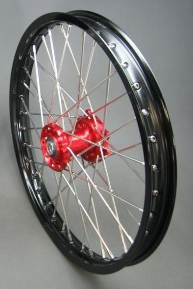 21x1.60 WHEEL HON BK/RD 02-14, BK RIM / RED HUB CROSS CENTRE, 53-1014132116012