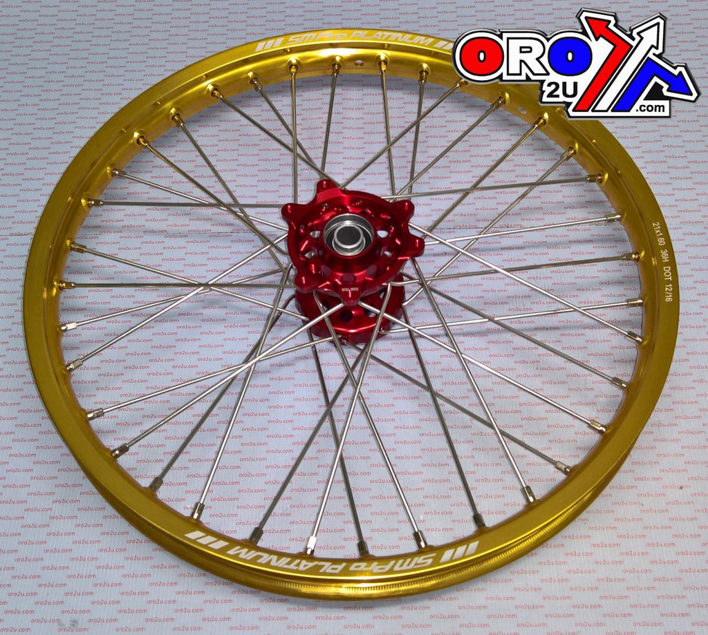 21x1.60 WHEEL HON GD GLOSS/RED, MX-9002 GOLD RIM, RED HUB, SP15303800299 SILVER NIPPLES