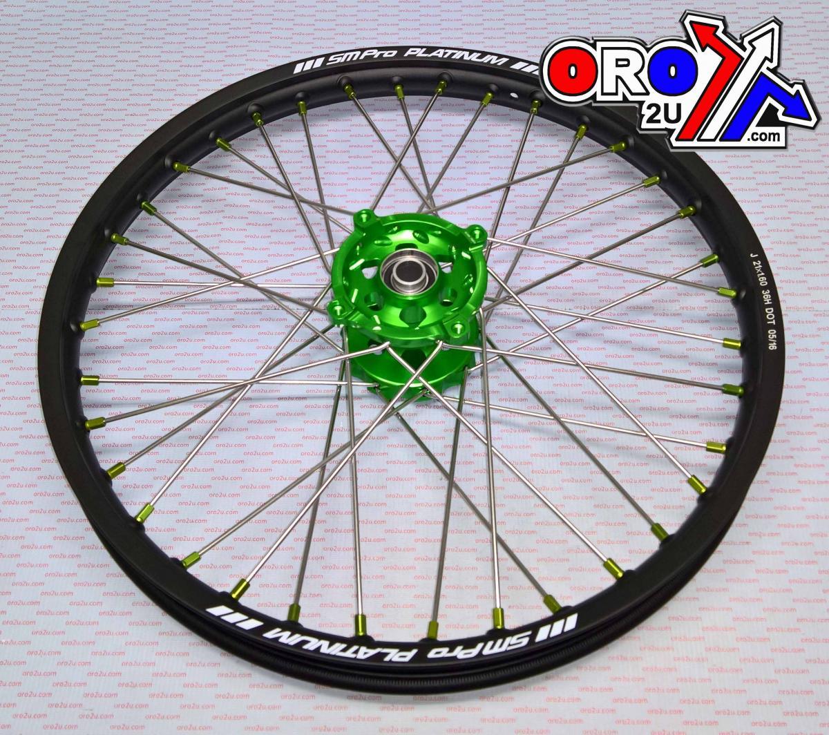 21x1.60 WHEEL KAW BLACK RIM/GREEN HUB/GREEN, NIPPLES, SP177.05.80.51.05