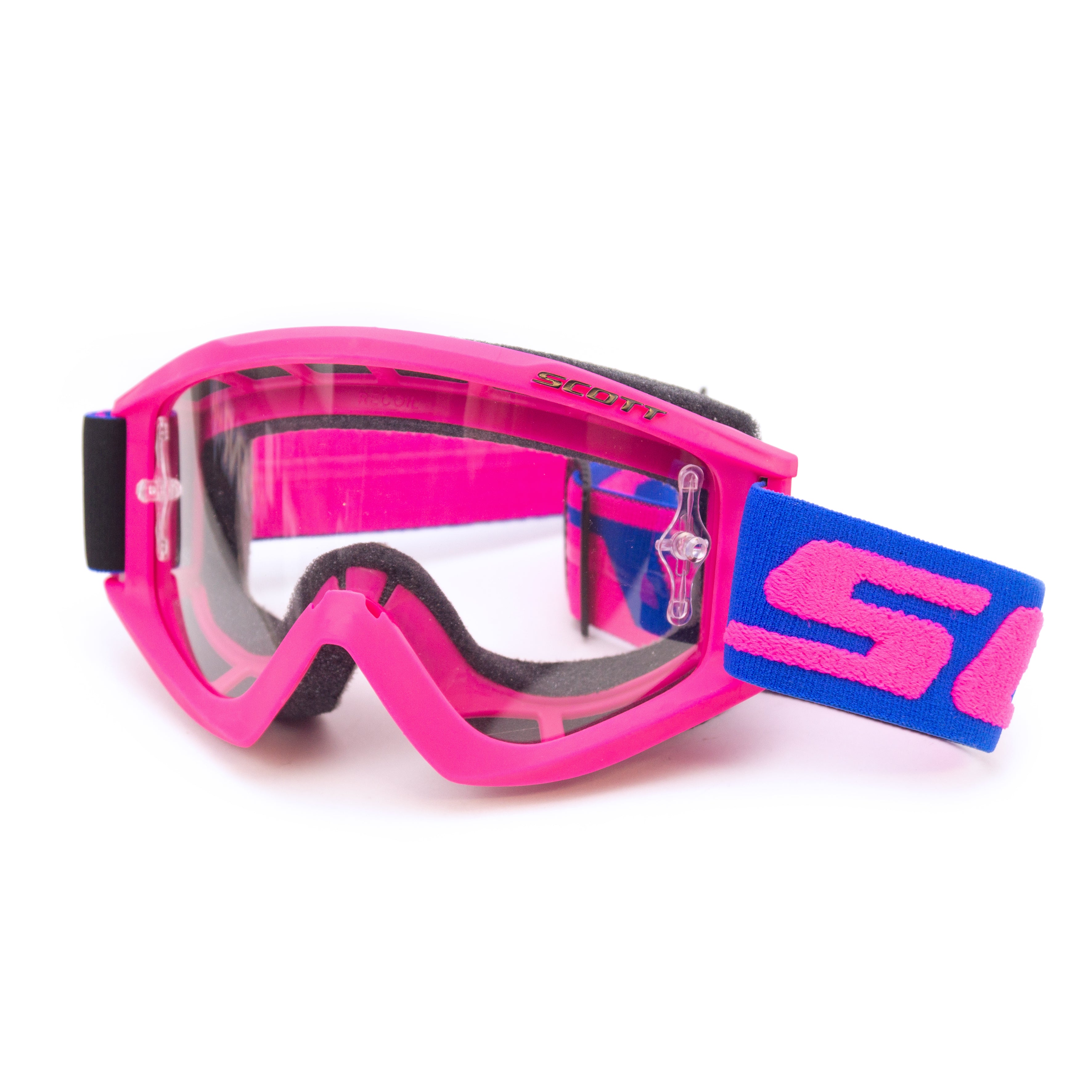 SCOTT Goggles Recoil Xi Pink/blue/flu pin clear works, 246485-5406113 ONE OFF PRICE TO CLEAR, *Bankrupt stock, when there gone there gone !!!!