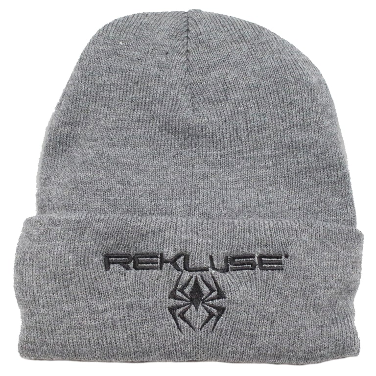 BEANIE GREY STRETCH FLEECE WITH EMBROIDERED LOGO REKLUSE RMS-930