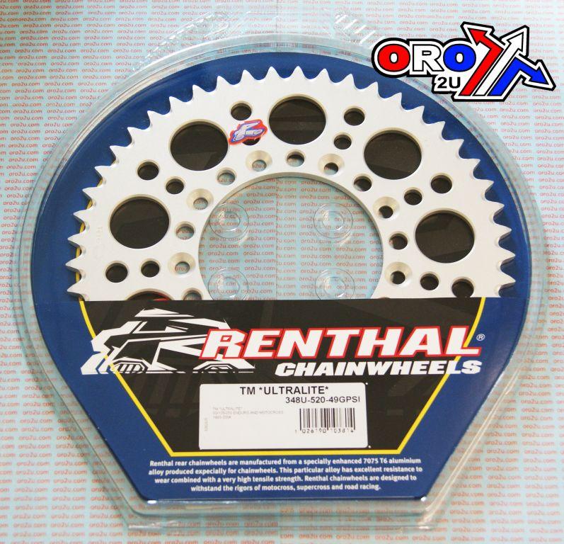 REAR SPROCKET RENTHAL 348, ULTRALITE 348-520-49 SILVER TM