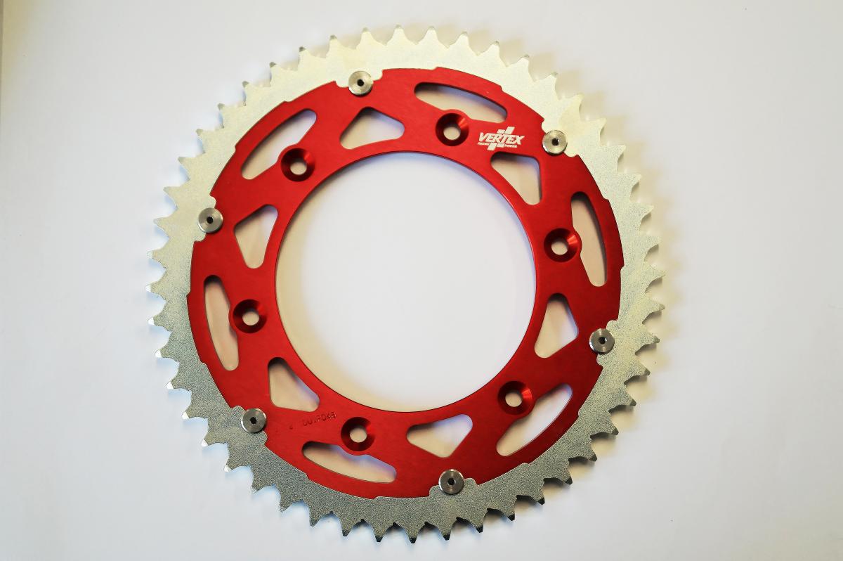 REAR SPROCKET TWINRING 210, VERTEX 892-210DUORD47, RED, 707576 ALLOY & C45 STEEL