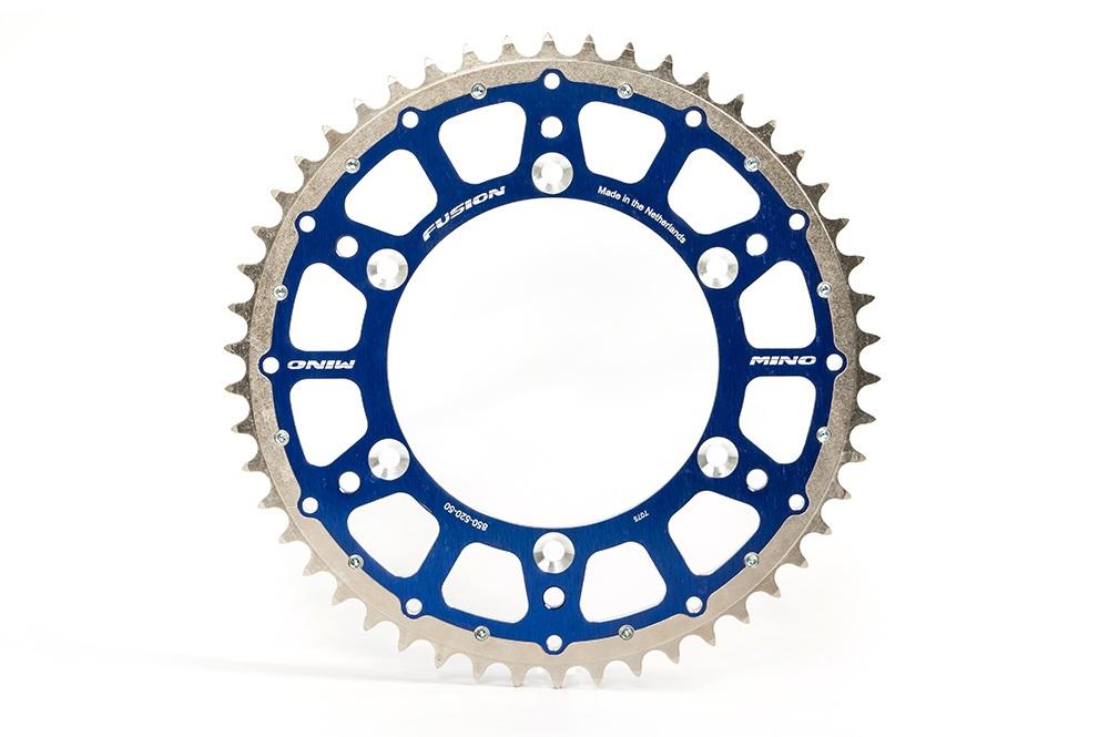 MINO REAR SPROCKET FUSION 2-RING, 23-554-49 BLUE STEEL/ALLOY