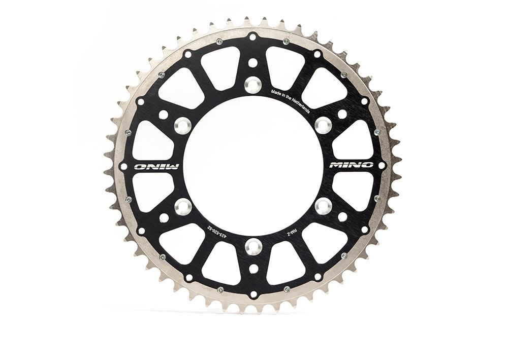 MINO REAR SPROCKET FUSION 2-RING, 23-554-49 BLACK STEEL/ALLOY