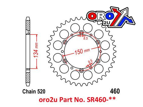£8+VAT REAR SPROCKET ALLOY SILVER, [JTR460] KAWASAKI, KX, KDX, KLX, OTHERS, END OF LINE WAS £21