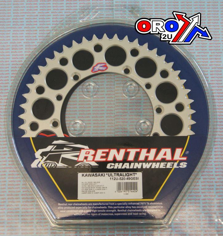 REAR SPROCKET ALLOY RENTHAL, ULTRALITE 112U-520-49GESI SILVER